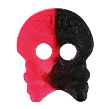 Bubs raspberry salty licorice skull